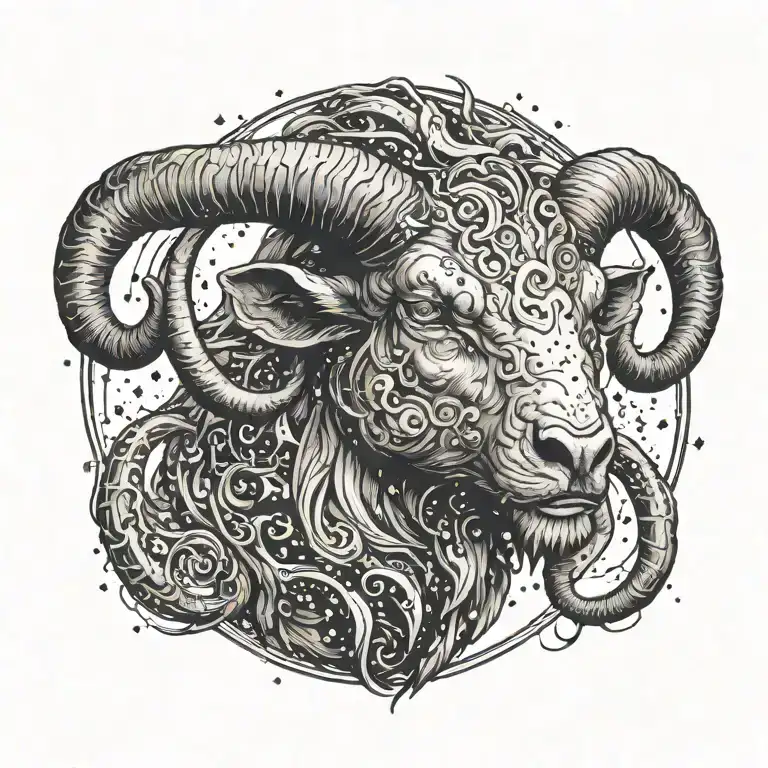 demon aries constellation tattoo design idea
