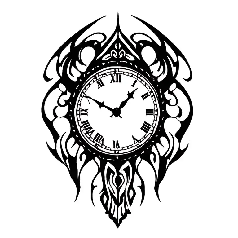 Gothic clock tattoo design idea