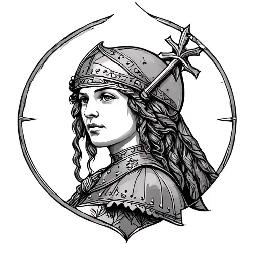 neotraditional Joan of arc tattoo design idea