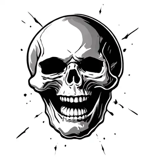 laughing and winking skull tattoo design idea