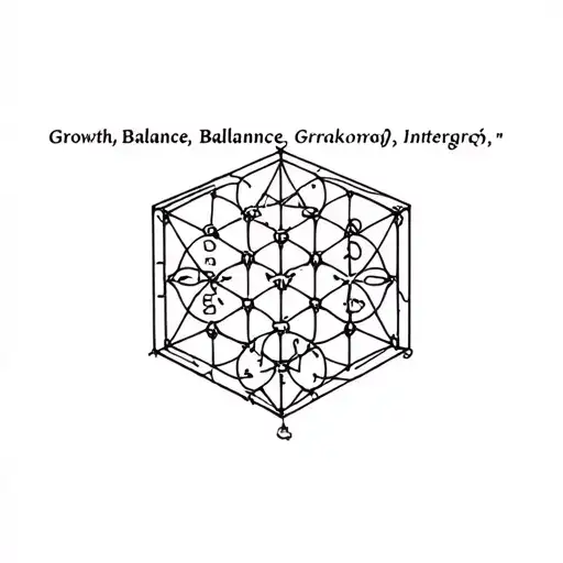 "Growth, Balance, Intergr" metatron's cube shaped cage, Budha, flower of life tattoo design idea