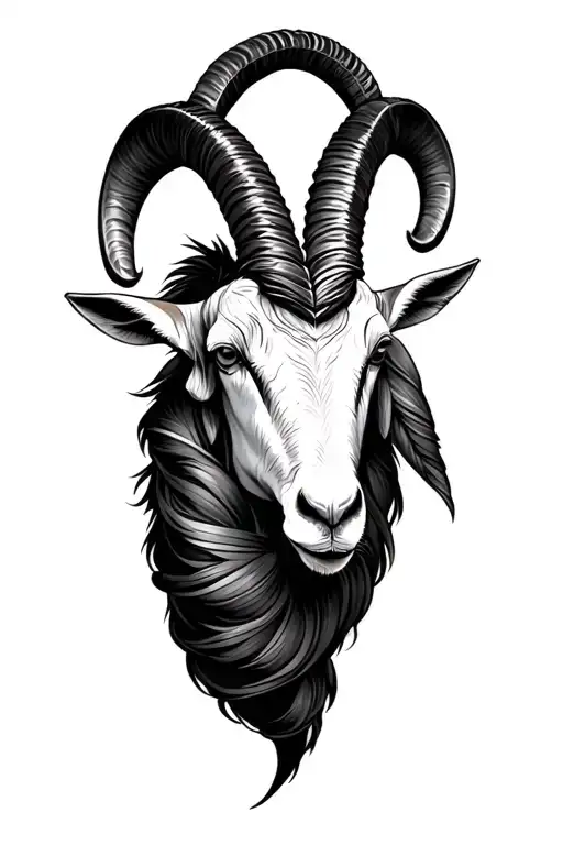 Capricorn goat and tail wrapped tattoo design idea