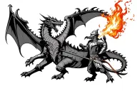 knights fighting dragon breathing fire tattoo design idea