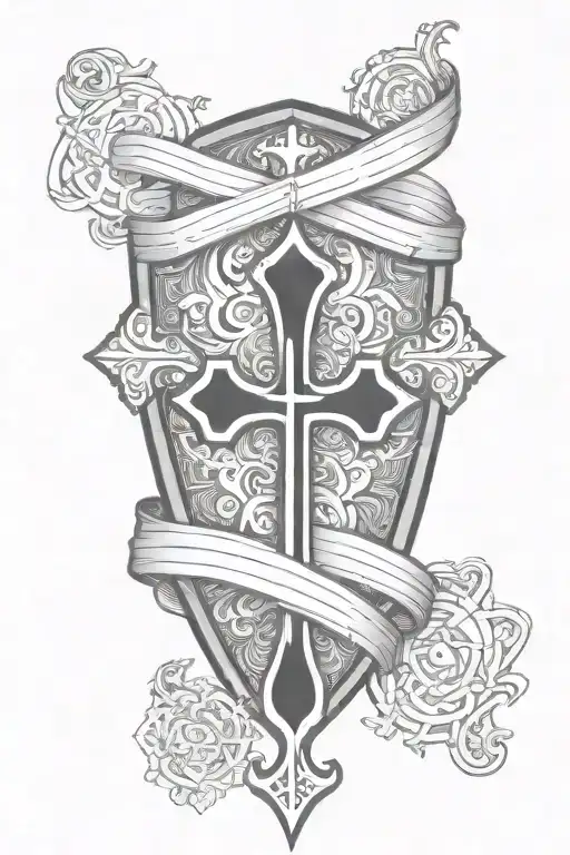 prayer shields cuffs cross tattoo design idea