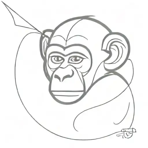 fat monkey eatint tattoo design idea