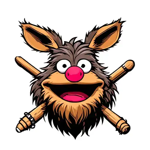 animal muppet with cross drumsticks tattoo design tattoo design idea