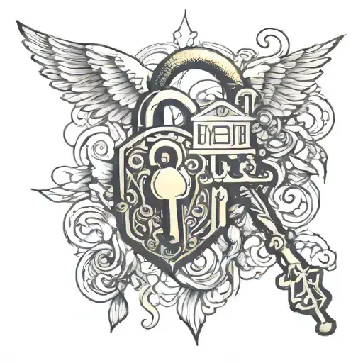 key and lock tattoo design idea
