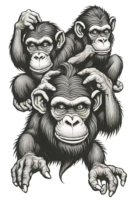 three wise monkeys tattoo design idea