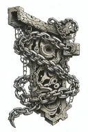 trap with broken chain wrapped tattoo design idea