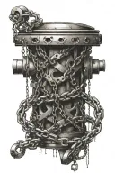 trap with broken chain wrapped tattoo design idea