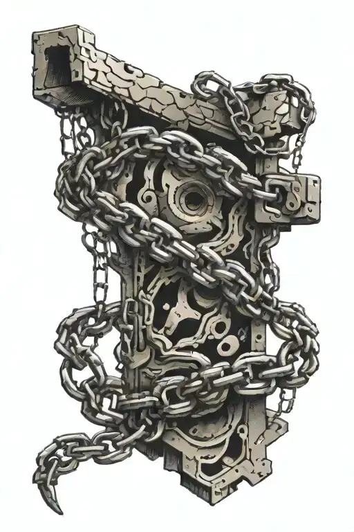 trap with broken chain wrapped tattoo design idea