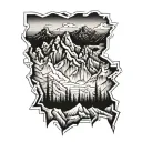 A rugged mountain range with a hidden message in the peaks, embodying the hardworking nature of a blue collar worker tattoo design idea