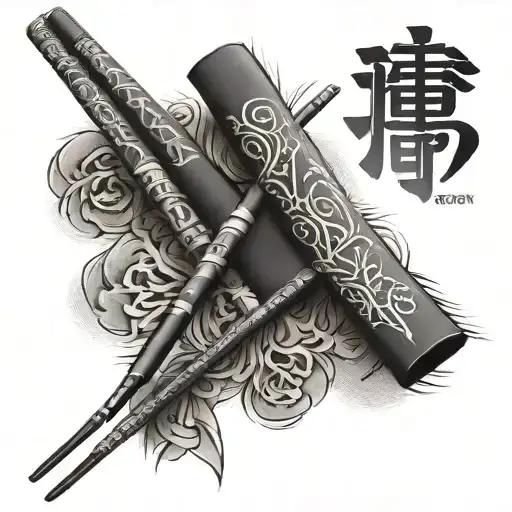 Chinese chopsticks for edv with the inscription soft box tattoo design idea