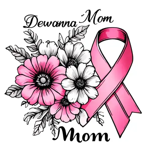 "Dewana Mom" "Dewana Mom" august birth flowers with cancer ribbon tattoo design idea