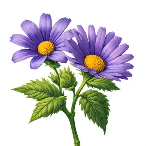 one violet and 1 daisy with stem intertwined tattoo design idea