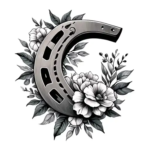 horseshoe, floral, masculine tattoo tattoo design idea