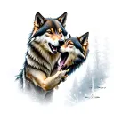 two wolves fighting each other tattoo design idea