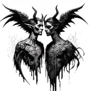 Devil And Angel Neck tattoo design idea