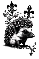 Hedgehog + fleur -de -lys tattoo design idea