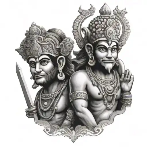 lord hanuman and lord balaji tattoo design idea