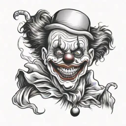scary clown kidnapped to death tattoo design idea