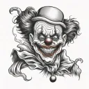scary clown kidnapped to death tattoo design idea