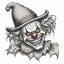 scary clown kidnapped to death tattoo design idea