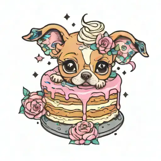 I love baking cake with sprinkles and puppies tattoo design idea
