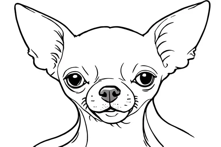 do Chihuahua long hair ears no body and head tattoo design idea