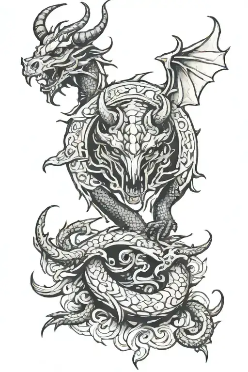 dragon and Taurus   tattoo design idea