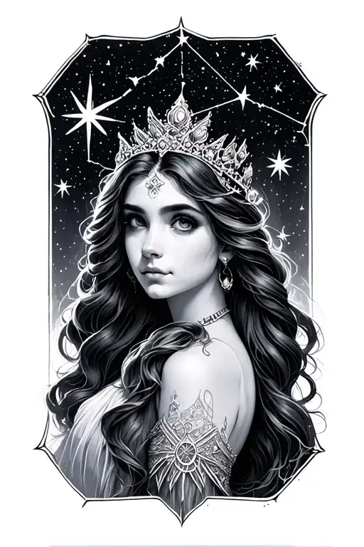 princess andromeda constellation stars tattoo design idea