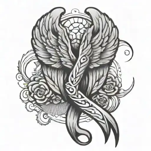 brain cancer ribbon wing tattoo design inspired tattoo design idea