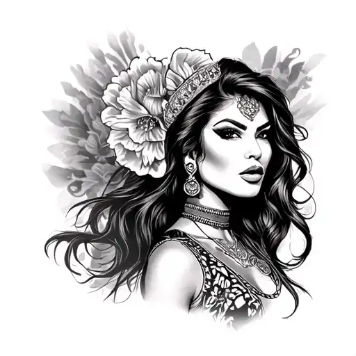 Chicano Gangster woman tattoo design idea