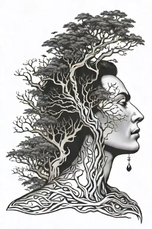 Steve Vai's face, The tree of life, mantra, meditation, space tattoo design idea