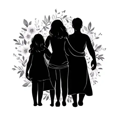 Family Mama Dad daughter and son tattoo design idea