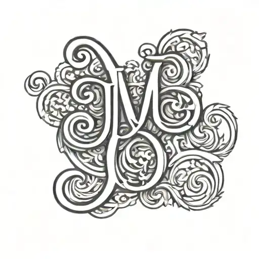 husband and kids initials j,j and M  tattoo design idea
