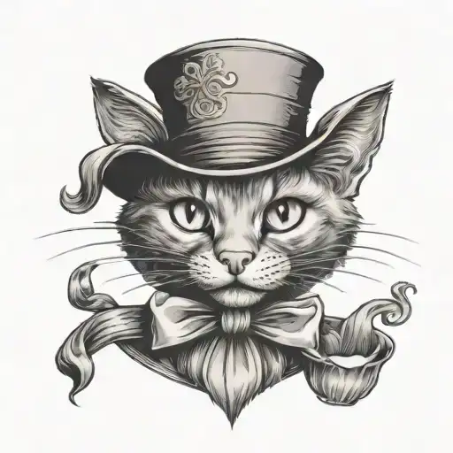 chesire cat head alice wonderland fall tattoo design idea