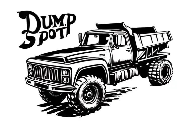 "Dump Spot" dump truck tattoo design idea