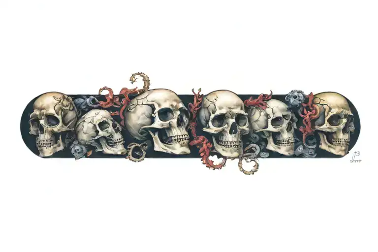 skulls and bones and tentacles tattoo design idea