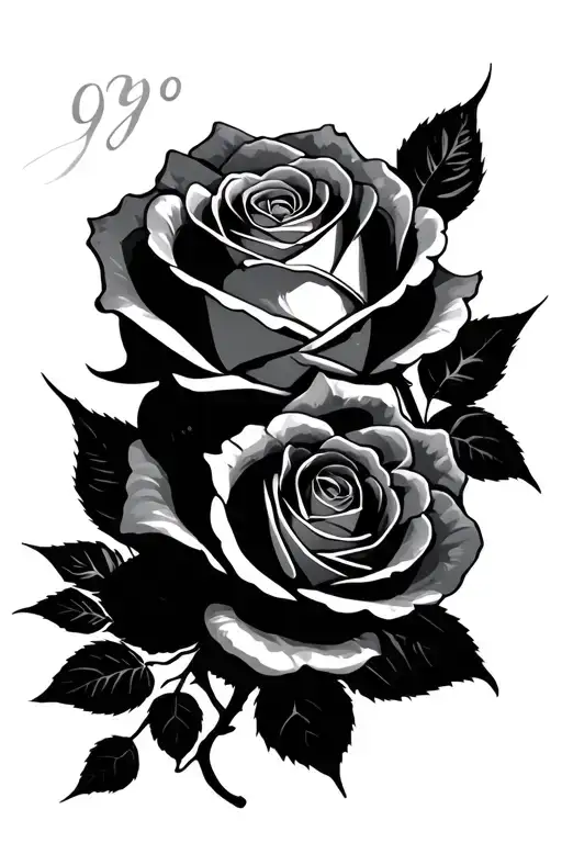 999 with a rose  tattoo design idea
