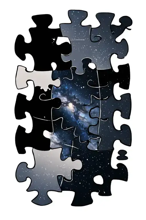 Autism milky way Galaxy puzzle pieces forming tattoo design idea