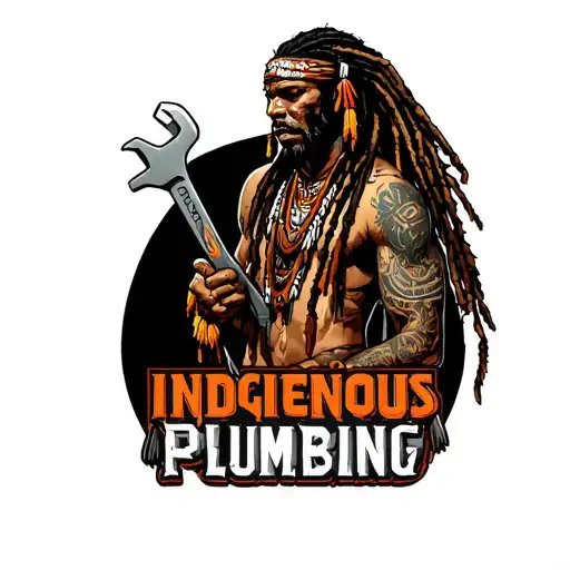 "Indigenous Plumbing " dreadlock Native American with tattoos everywhere holding wrenches  tattoo design idea