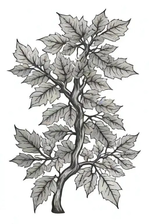 oak tree colored leaves tattoo design idea