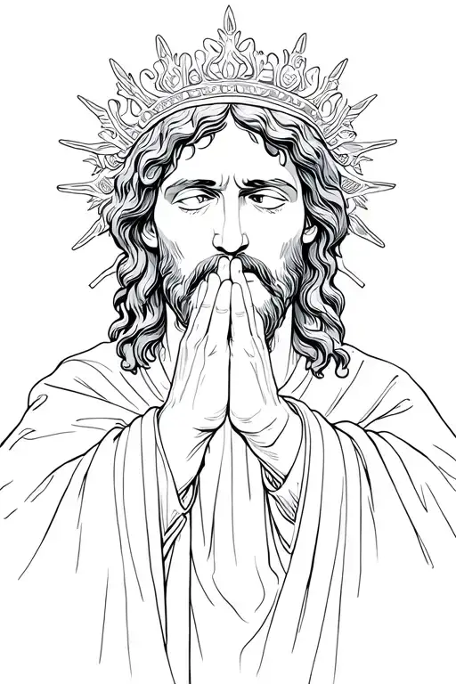 Jesus praying hands with crown of throws  tattoo design idea