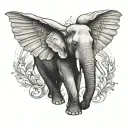 A tattoo design of an elephant with angel wings, representing protection and guidance for abuse survivors tattoo design idea