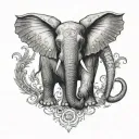 A tattoo design of an elephant with angel wings, representing protection and guidance for abuse survivors tattoo design idea