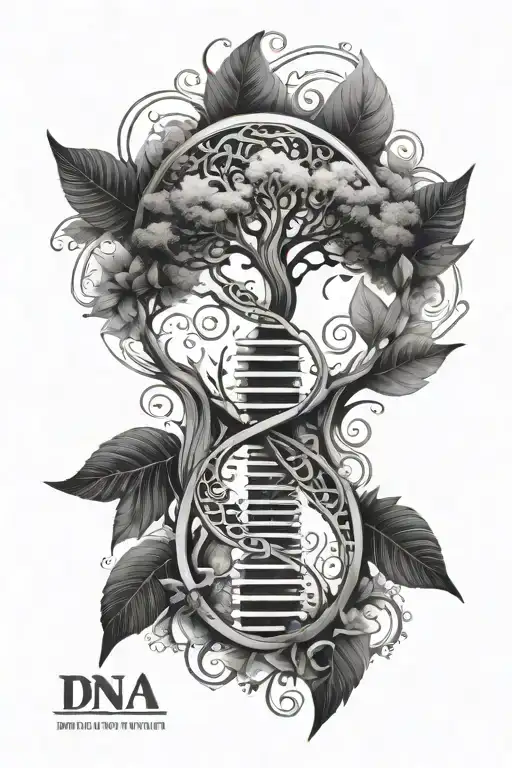 dna strand and tree of life tattoo design idea
