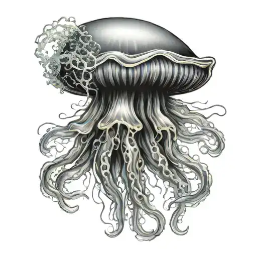 jelly fish swimming tattoo design idea