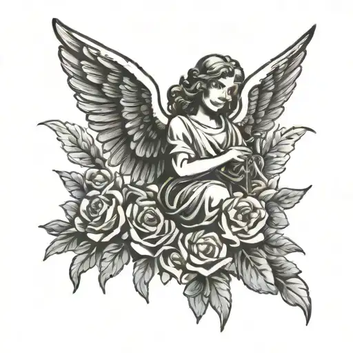 biblical angel tattoo design idea