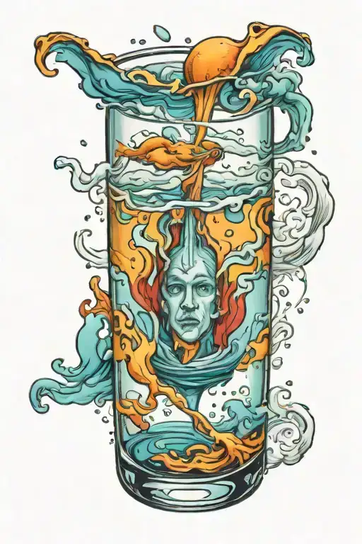 upside down glass half full tattoo design idea
